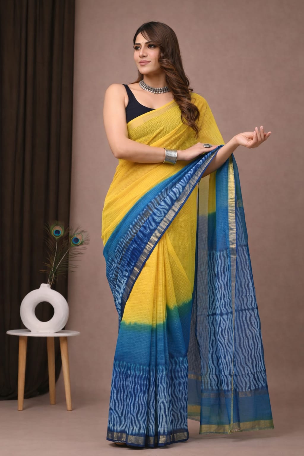 SAREE BAGRU HAND BLOCK PRINTED KOTA DORIYA-MOQ 24