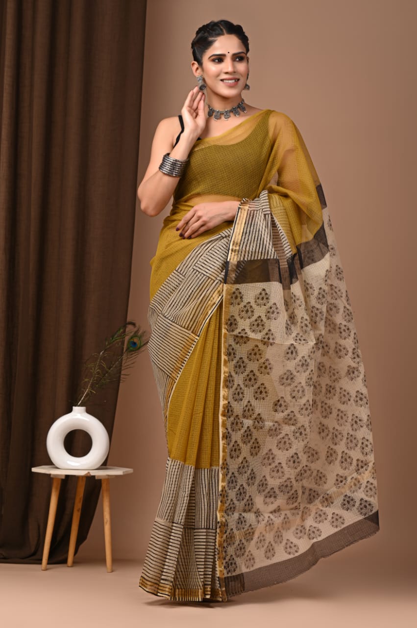 SAREE BAGRU HAND BLOCK PRINTED KOTA DORIYA-MOQ 24