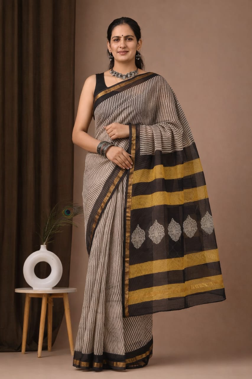 SAREE BAGRU HAND BLOCK PRINTED KOTA DORIYA-MOQ 24