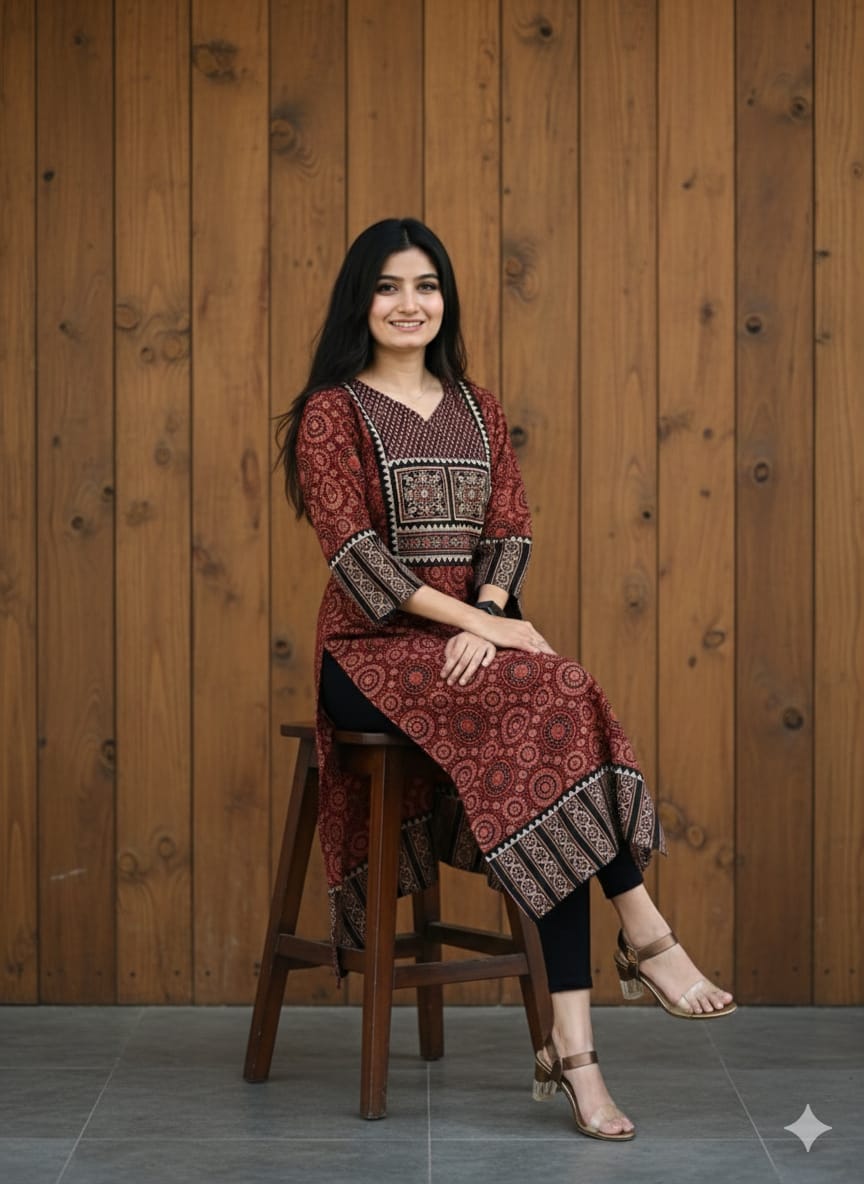 AJRAKH HAND BLOCK PRINTED KURTI -48PCS