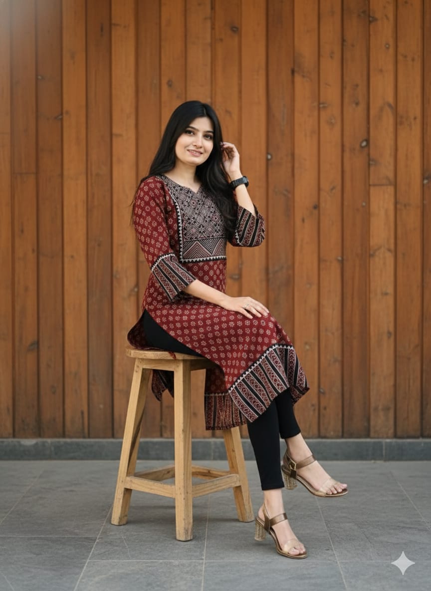 AJRAKH HAND BLOCK PRINTED KURTI -48PCS