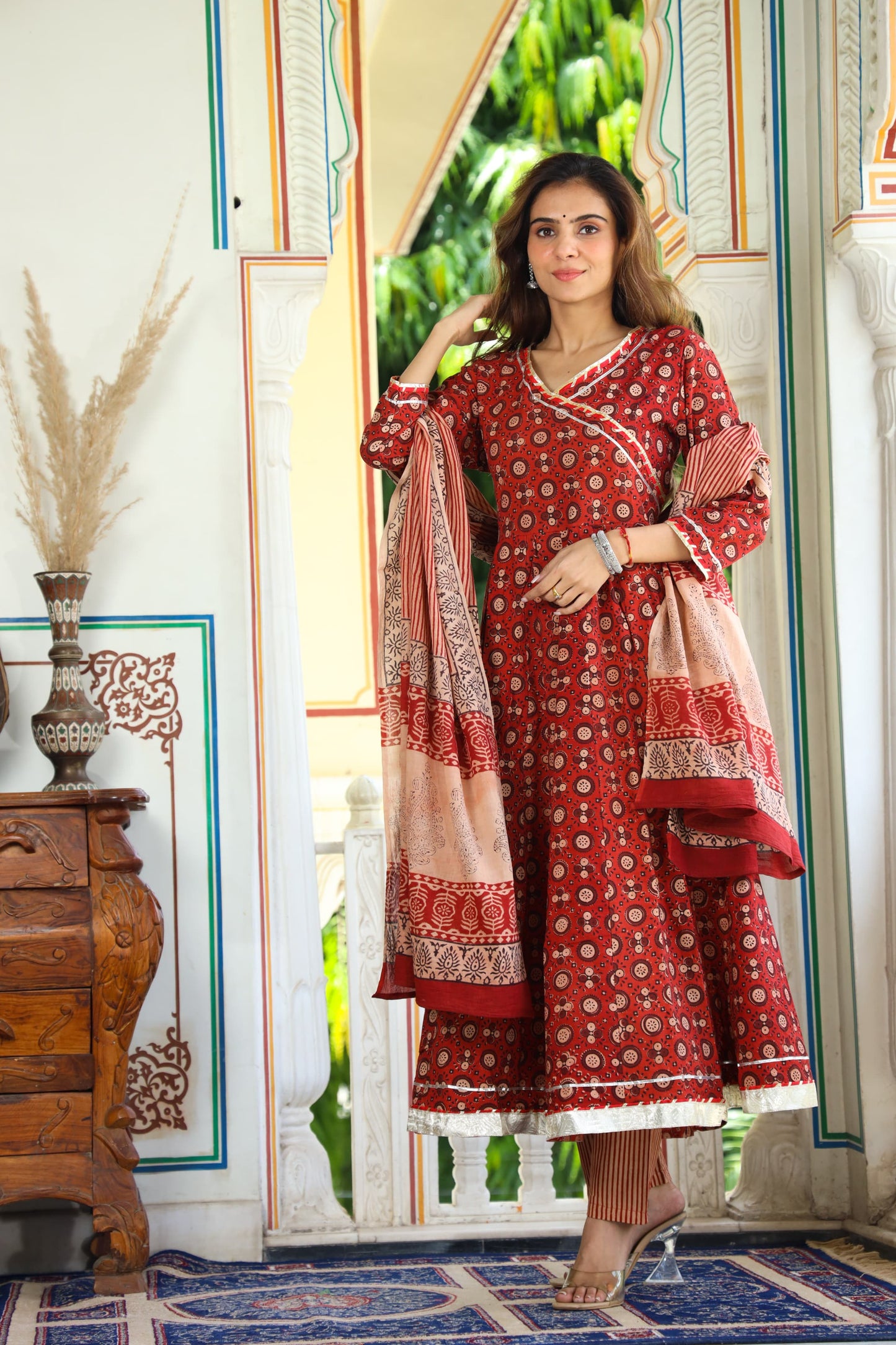 LEADIES ANARKALI BAGRU PRINT SUIT-24PCS