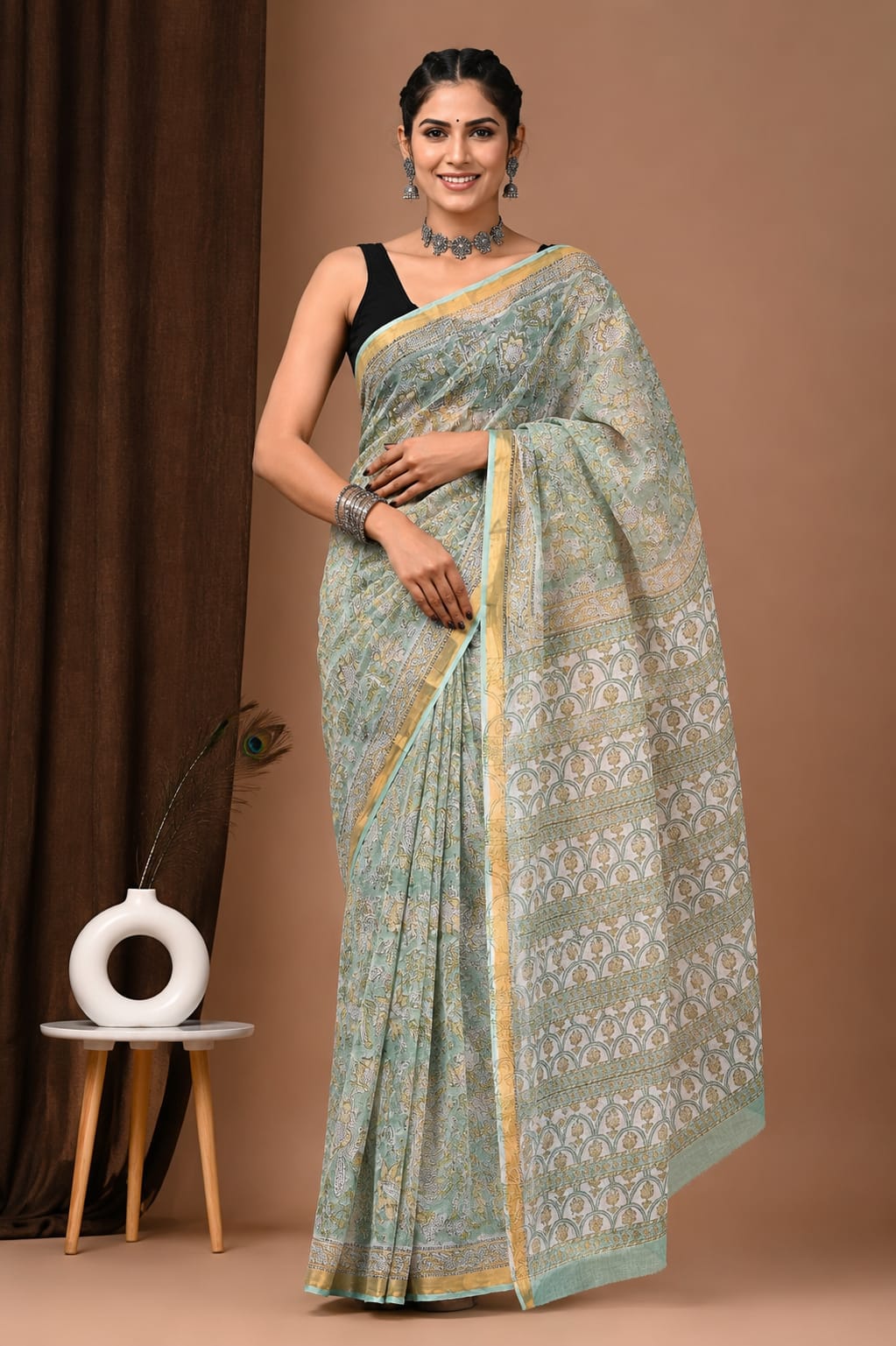 SAREE BAGRU HAND BLOCK PRINTED KOTA DORIYA-MOQ 24