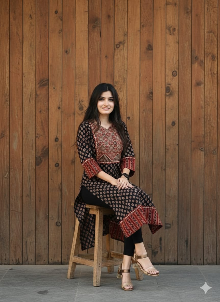 AJRAKH HAND BLOCK PRINTED KURTI -48PCS