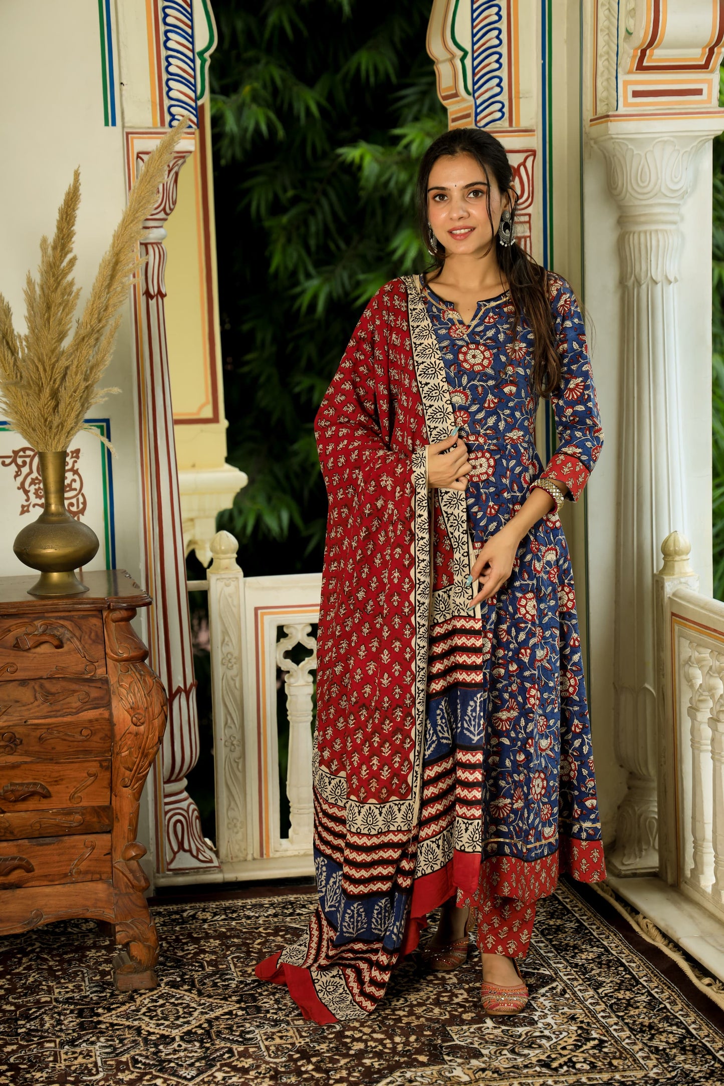 LEADIES ANARKALI BAGRU PRINT SUIT-24PCS