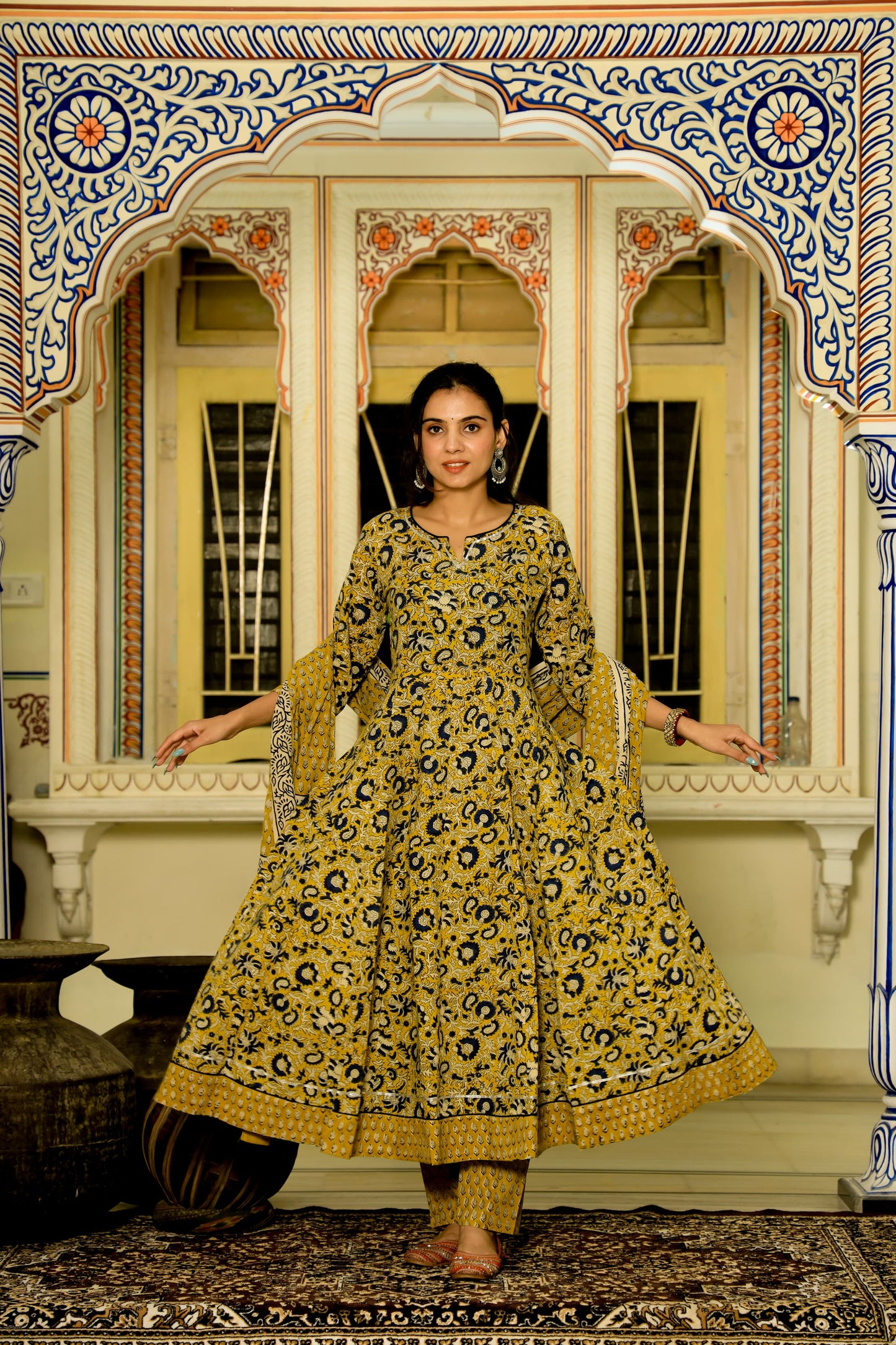 LEADIES ANARKALI BAGRU PRINT SUIT-24PCS