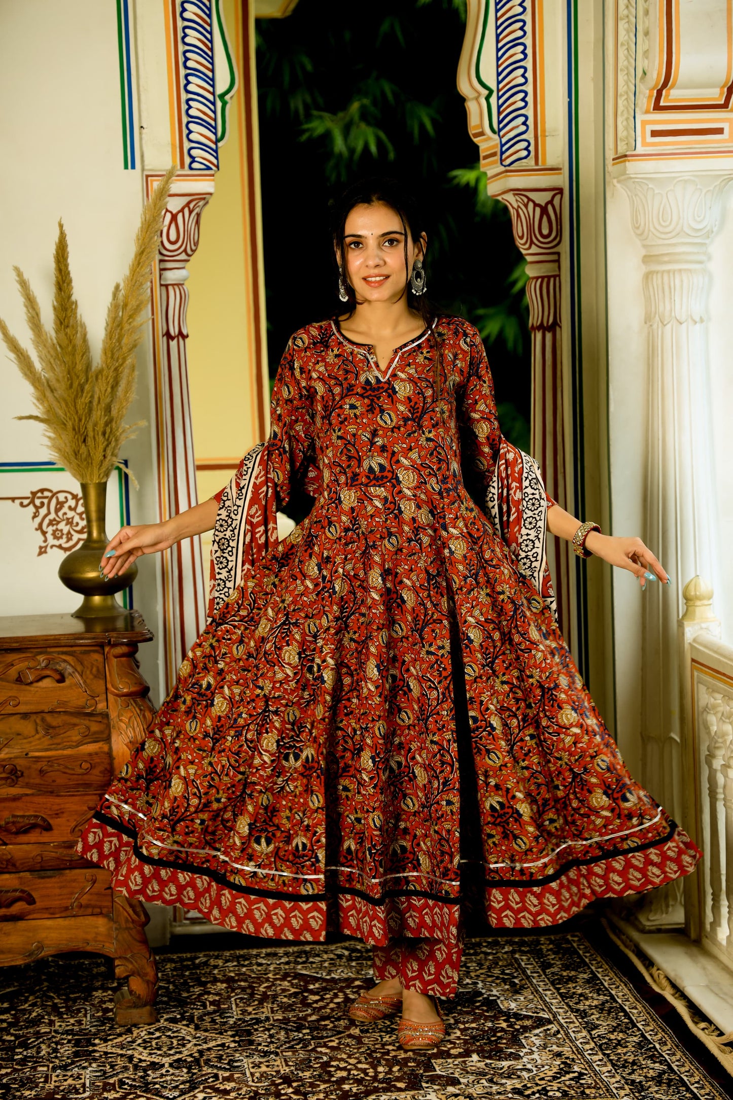 LEADIES ANARKALI BAGRU PRINT SUIT-24PCS