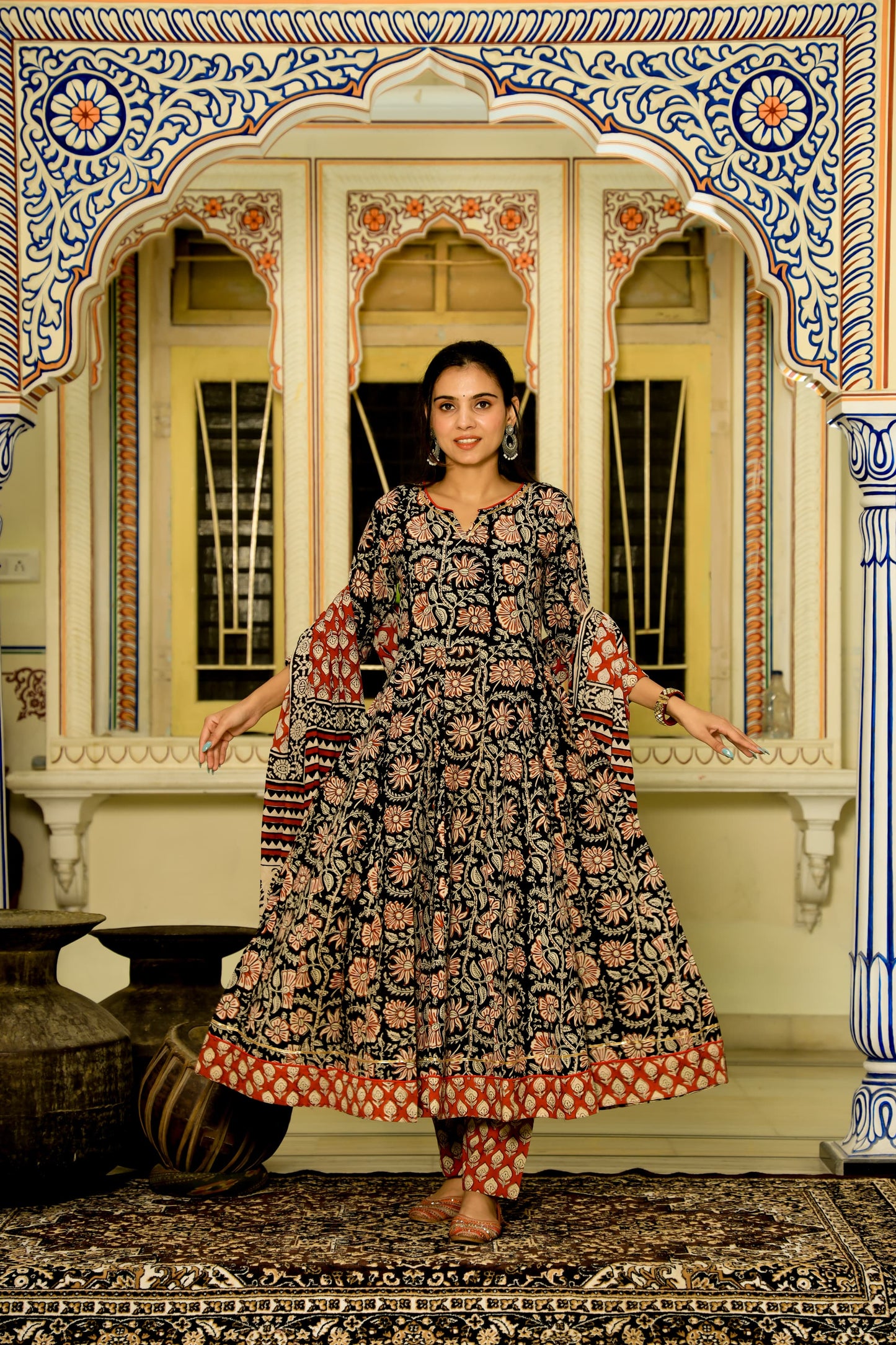 LEADIES ANARKALI BAGRU PRINT SUIT-24PCS