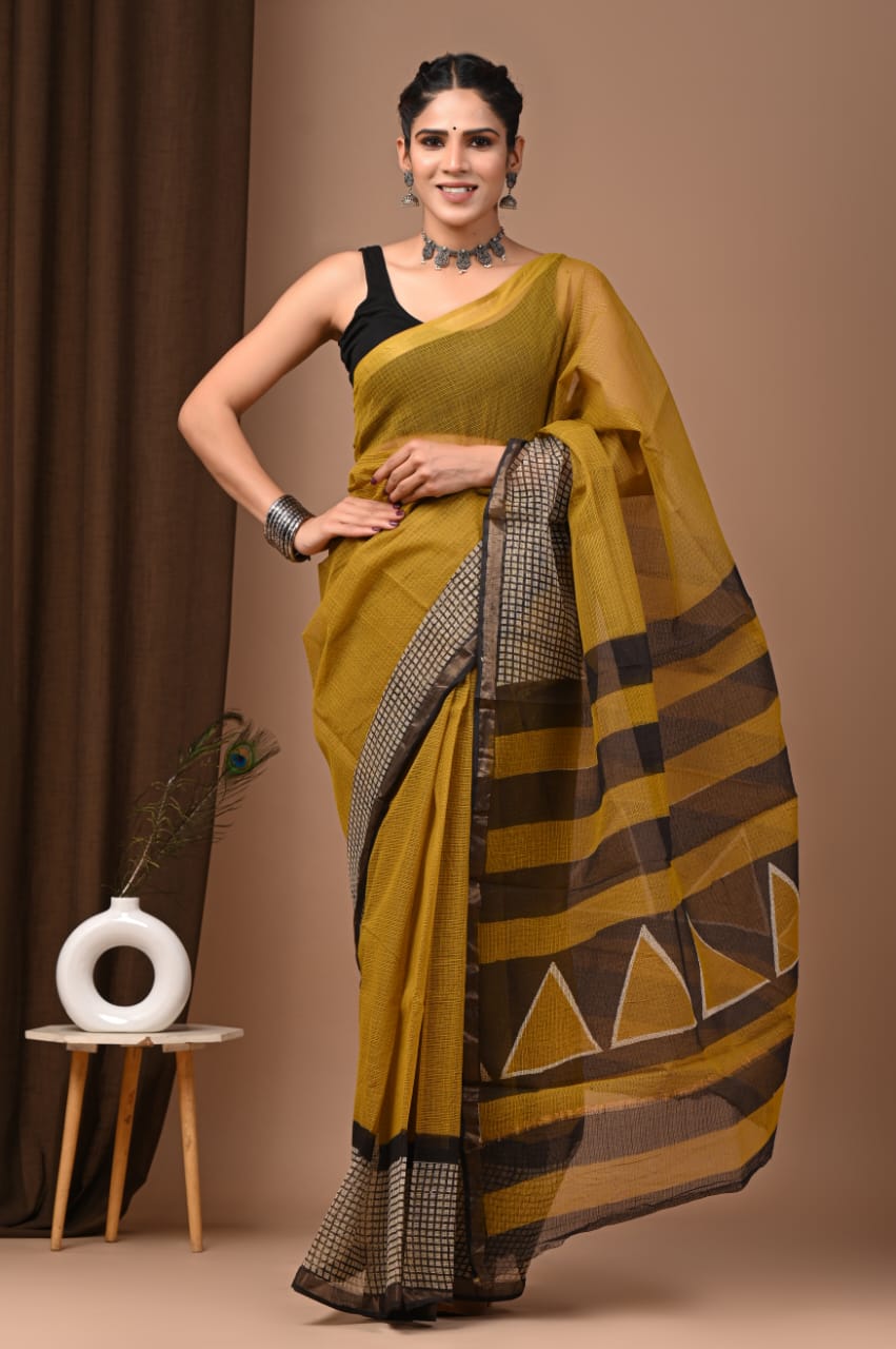SAREE BAGRU HAND BLOCK PRINTED KOTA DORIYA-MOQ 24
