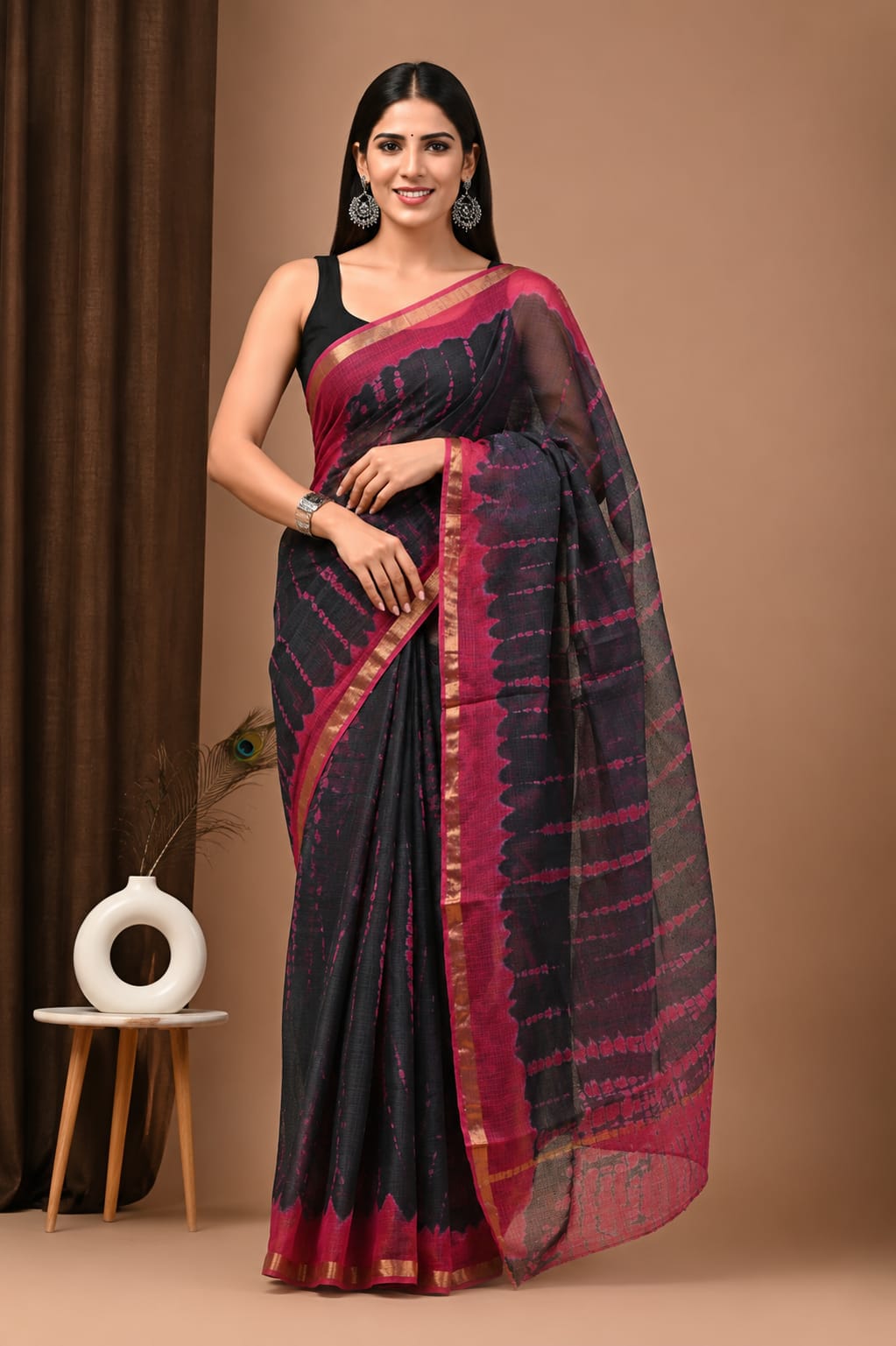 SAREE BAGRU HAND BLOCK PRINTED KOTA DORIYA-MOQ 24
