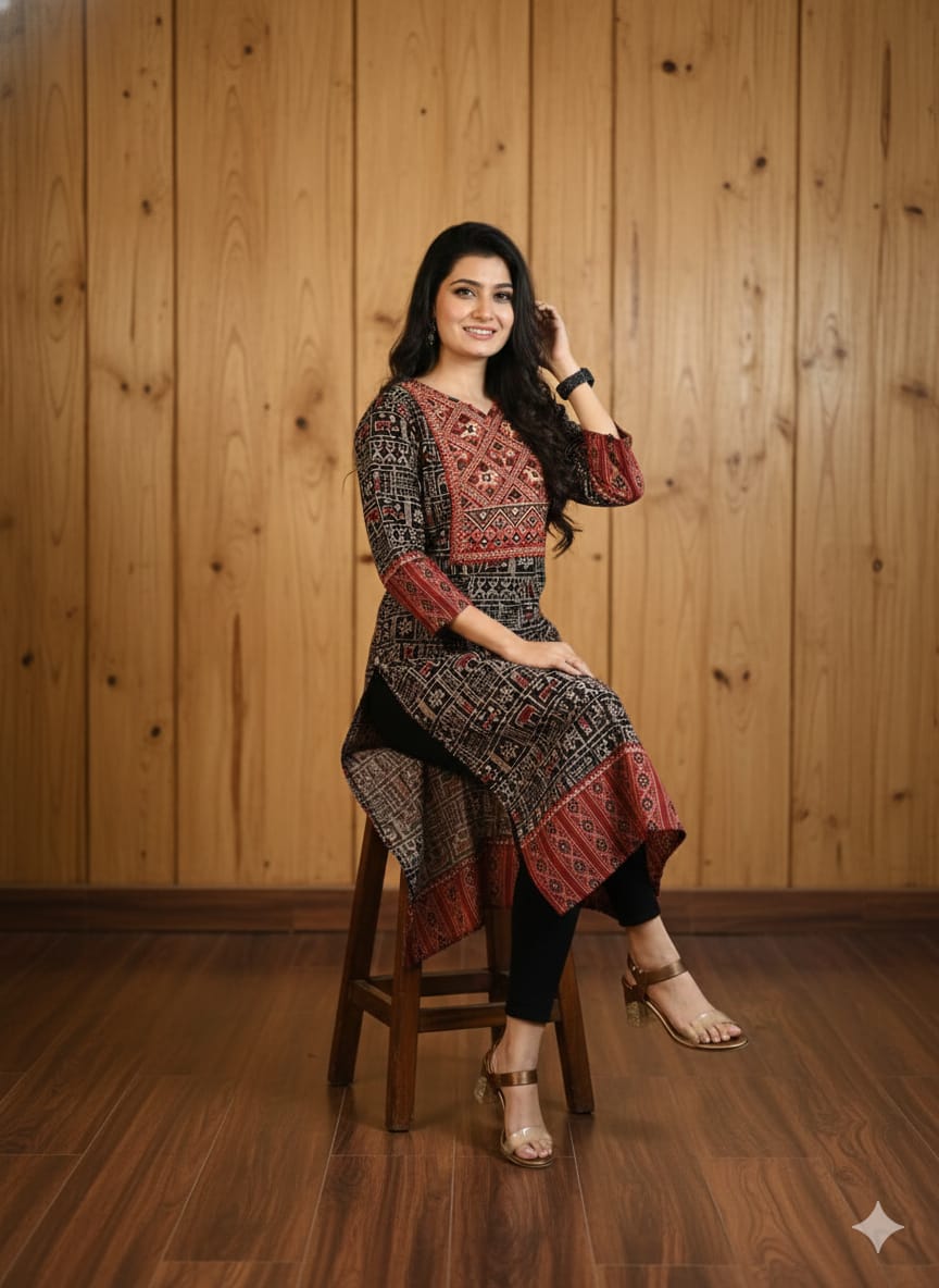 AJRAKH HAND BLOCK PRINTED KURTI -48PCS