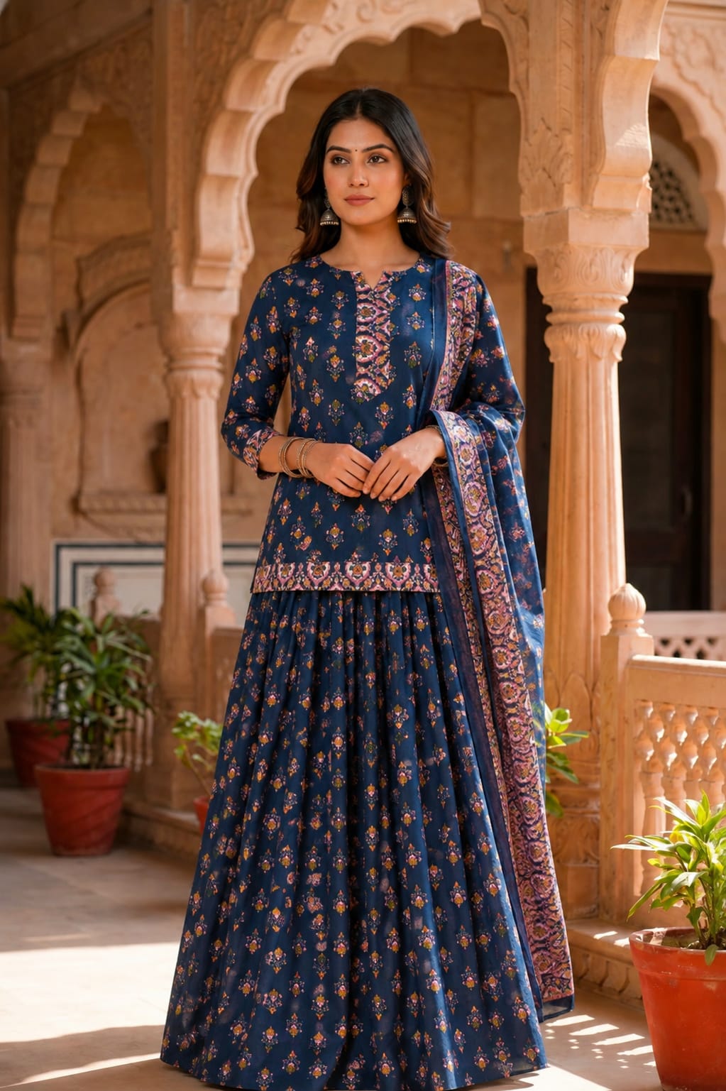 WEDDINGWEAR  COTTON LAHENGA KURTI SET-24PCS