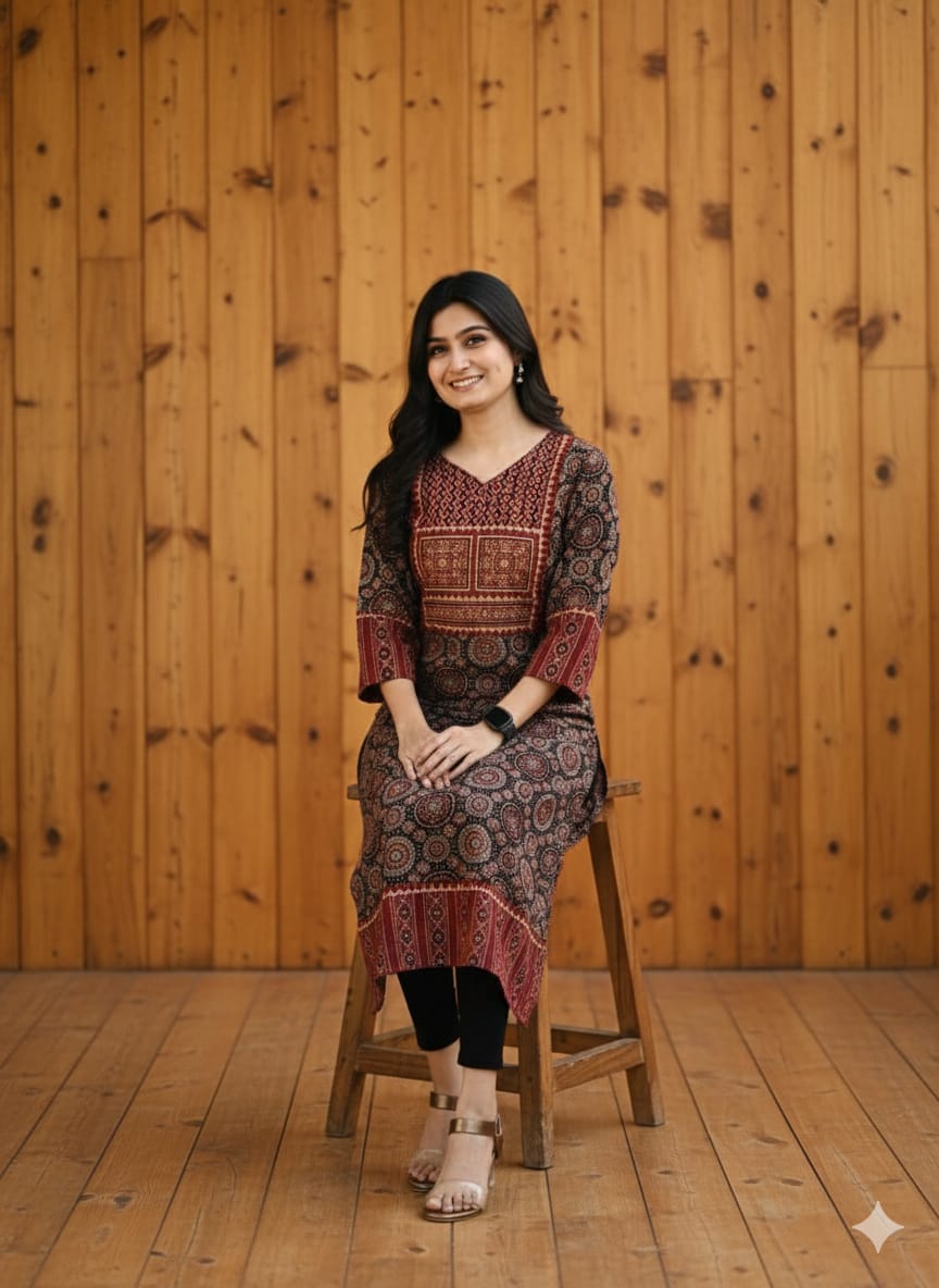 AJRAKH HAND BLOCK PRINTED KURTI -48PCS