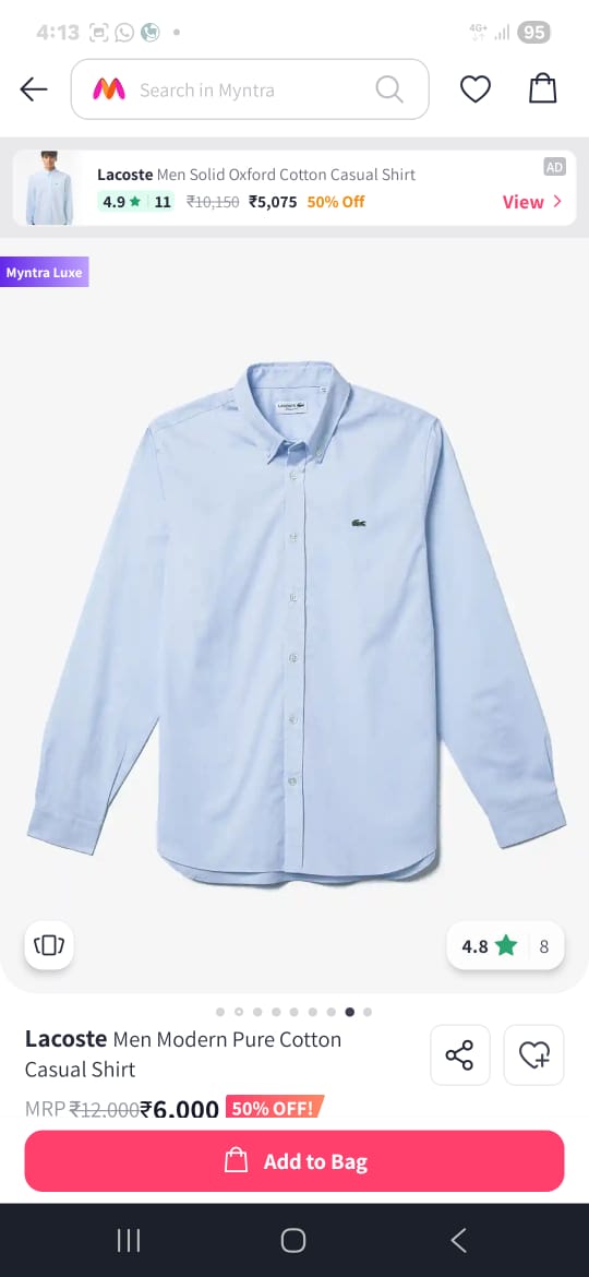 MENS LACOSTE SHIRT -80PCS