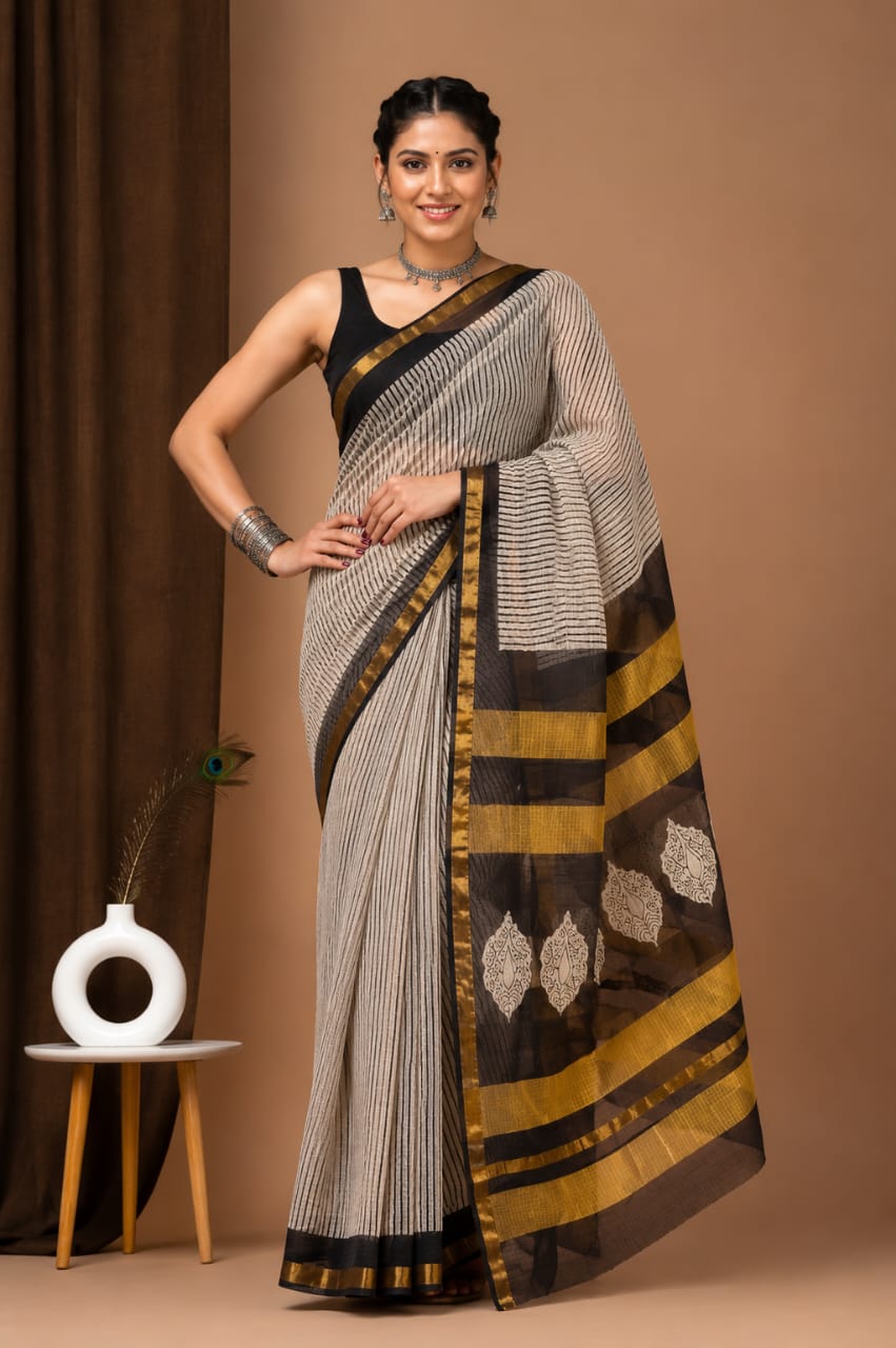 SAREE BAGRU HAND BLOCK PRINTED KOTA DORIYA-MOQ 24