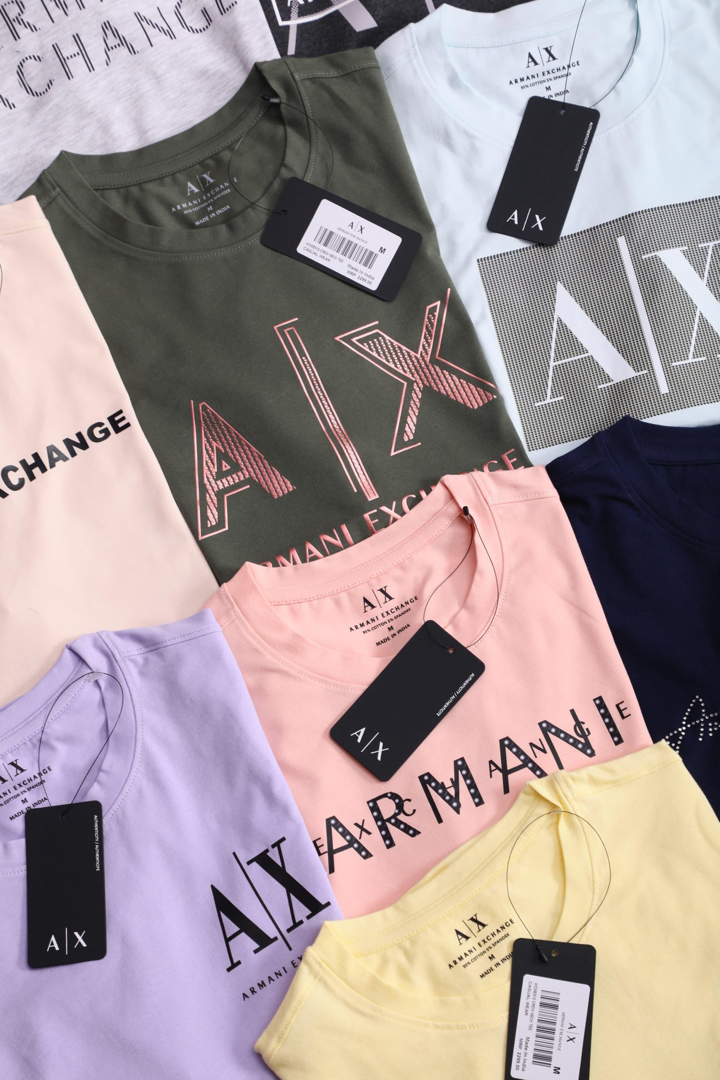 WOMENS 100% COTTON LYCRA  TEES*ARMANI EXCHANGE -86PCS