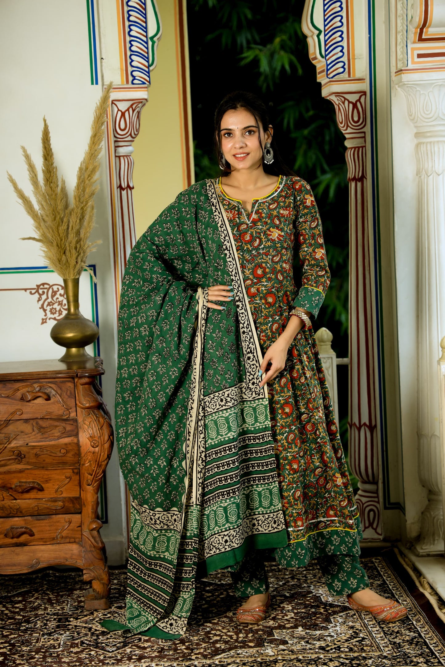 LEADIES ANARKALI BAGRU PRINT SUIT-24PCS
