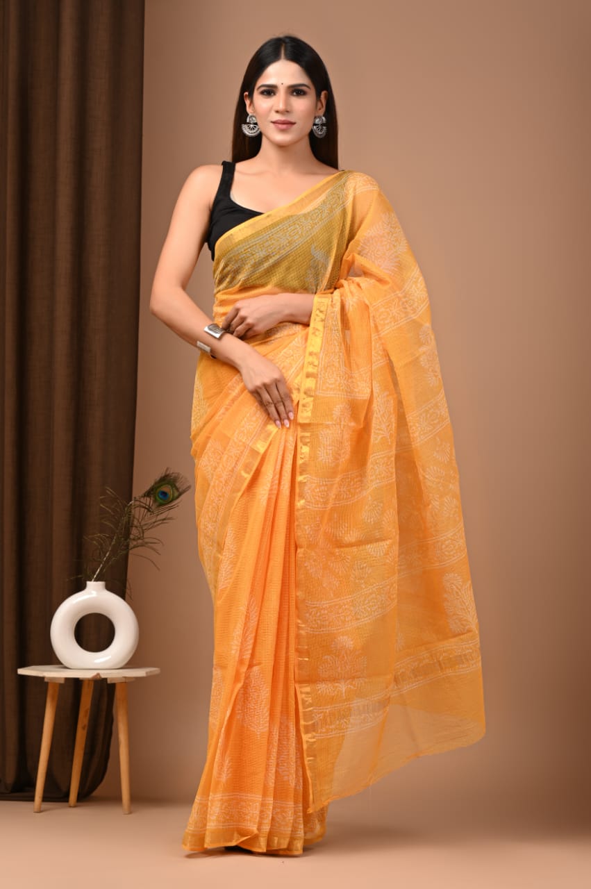SAREE BAGRU HAND BLOCK PRINTED KOTA DORIYA-MOQ 24