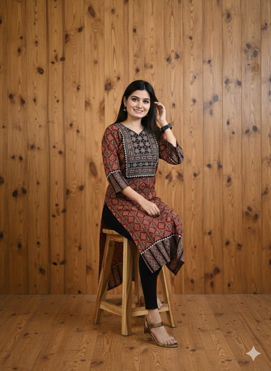 AJRAKH HAND BLOCK PRINTED KURTI -48PCS