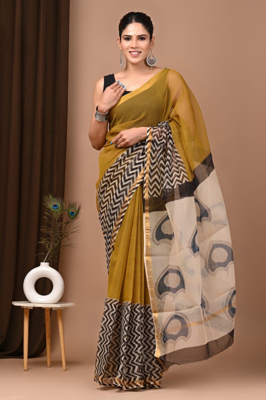 SAREE BAGRU HAND BLOCK PRINTED KOTA DORIYA-MOQ 24