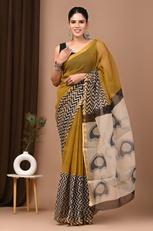 SAREE BAGRU HAND BLOCK PRINTED KOTA DORIYA-MOQ 24
