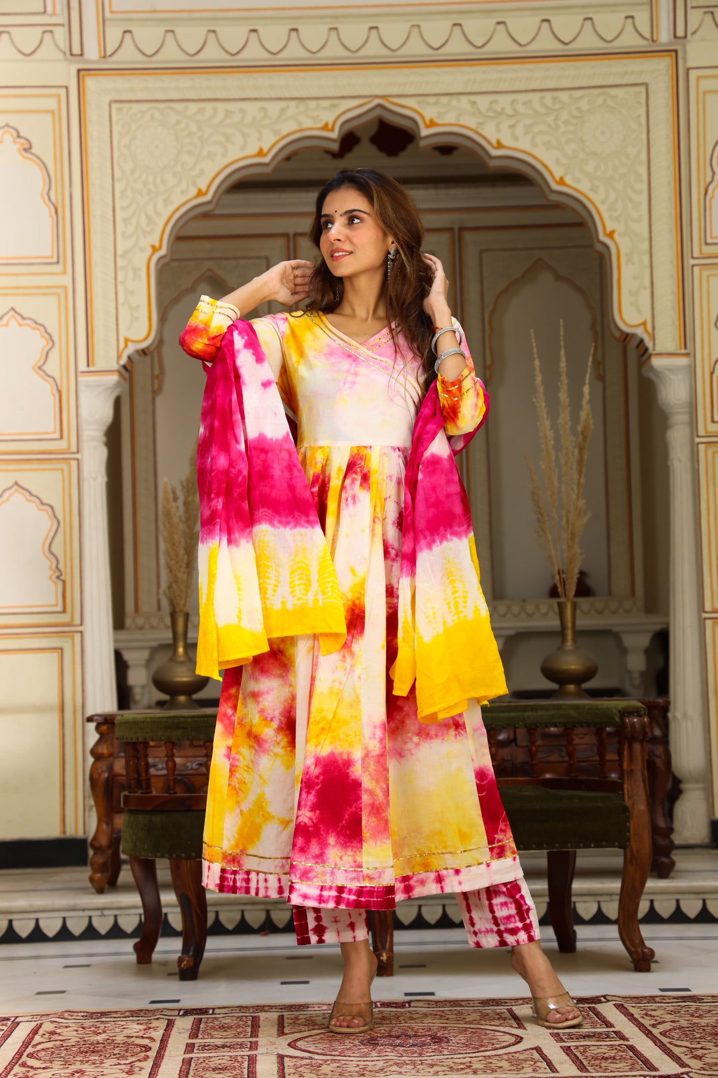 LEADIES ANARKALI BAGRU PRINT SUIT-24PCS