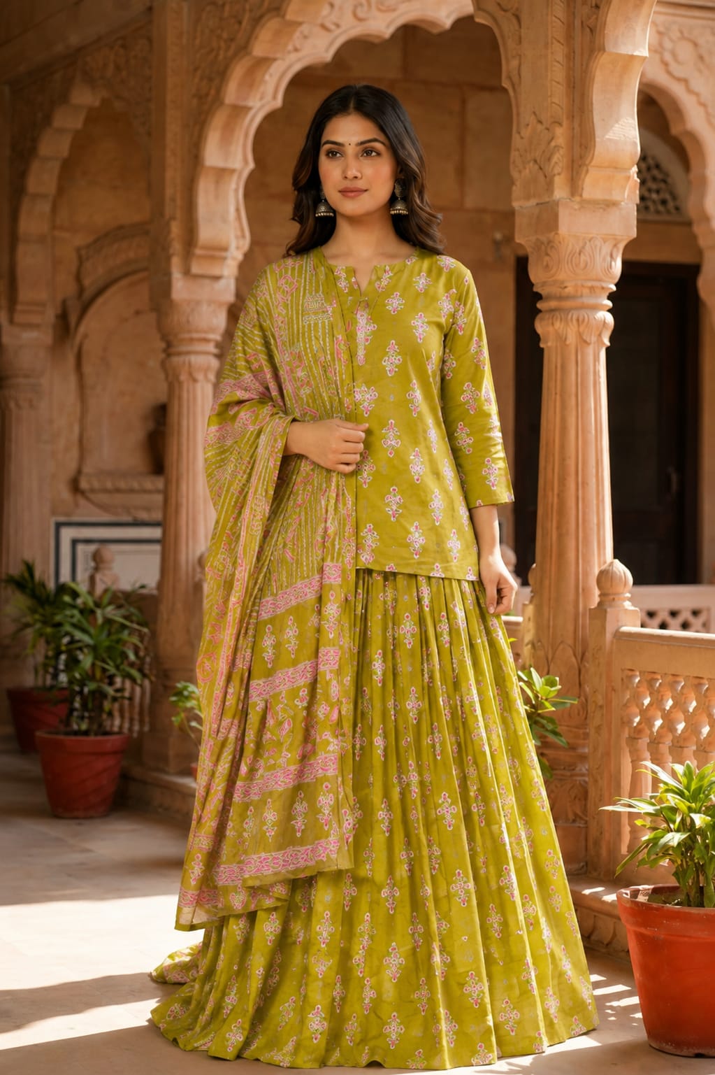 WEDDINGWEAR  COTTON LAHENGA KURTI SET-24PCS