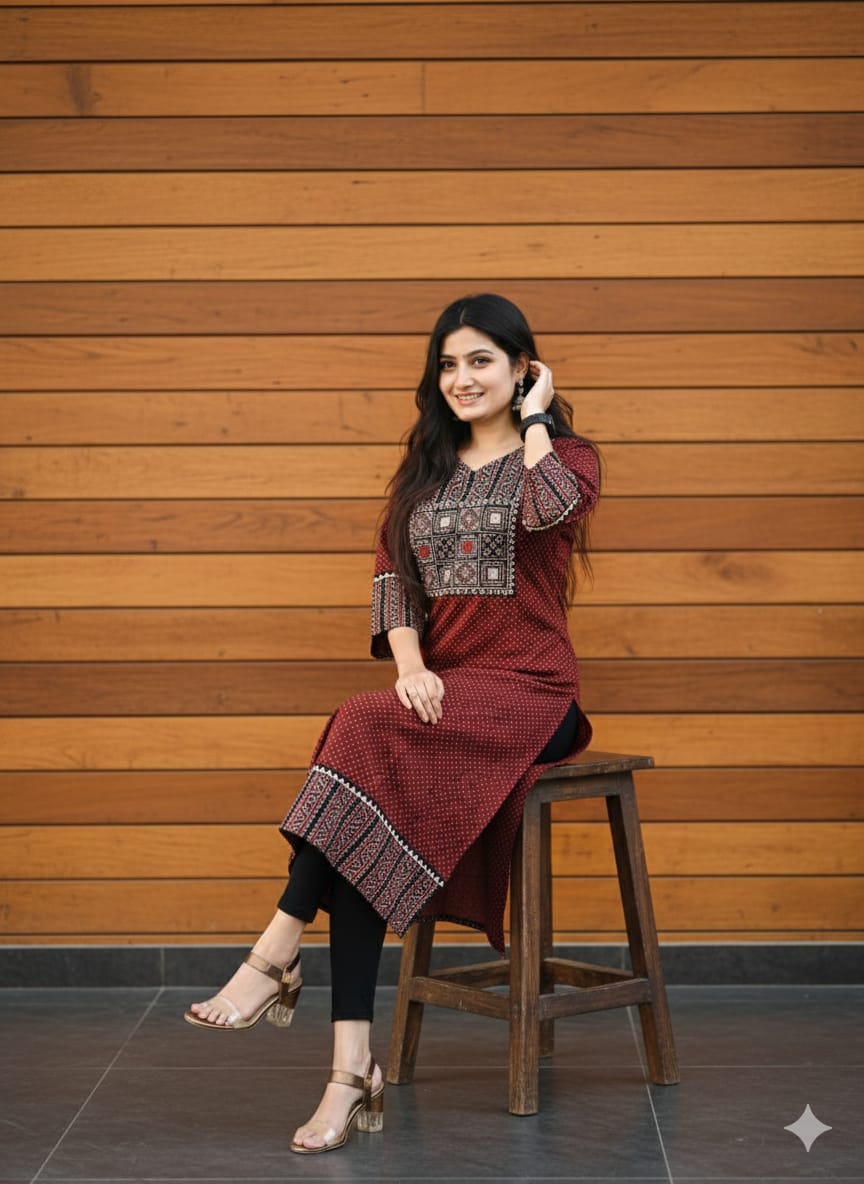 AJRAKH HAND BLOCK PRINTED KURTI -48PCS