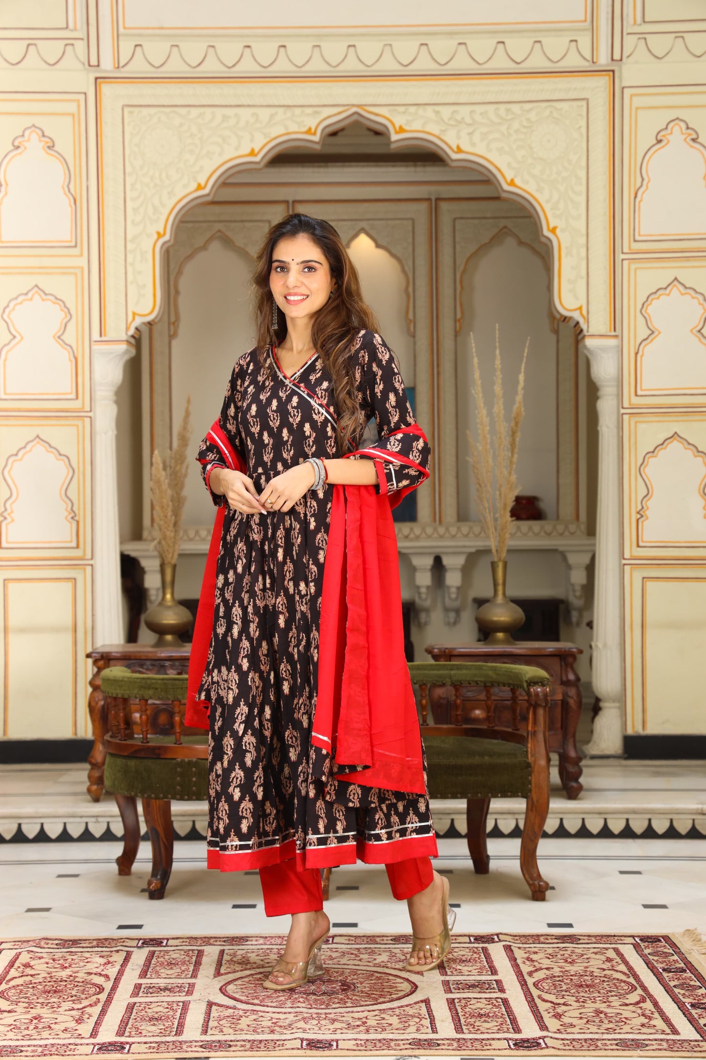LEADIES ANARKALI BAGRU PRINT SUIT-24PCS