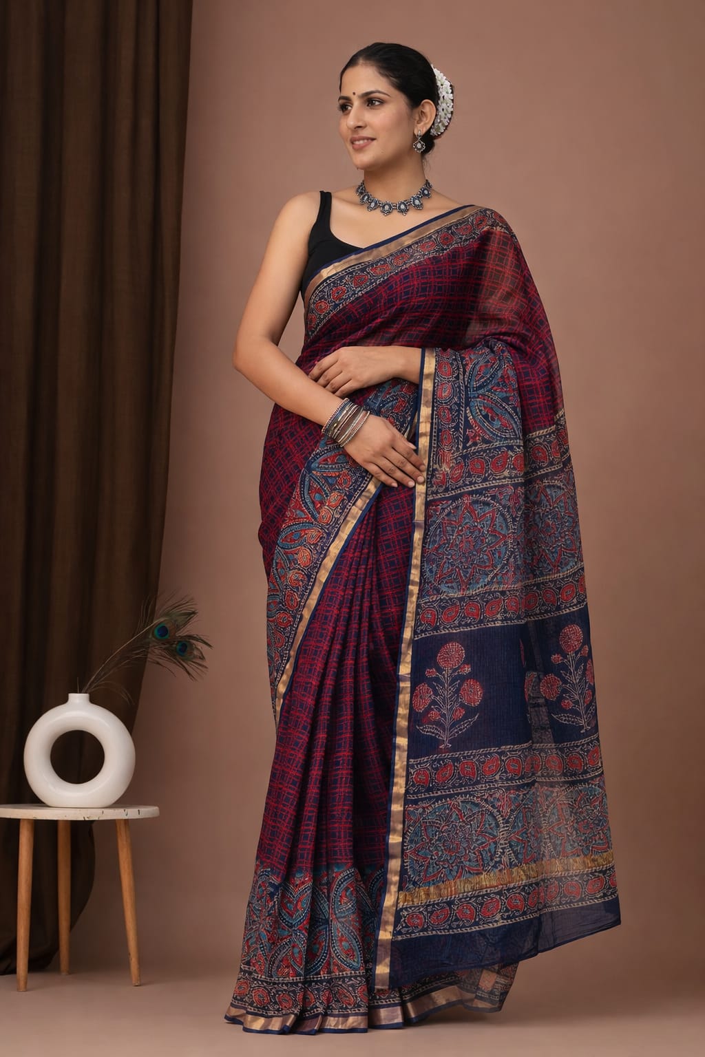 SAREE BAGRU HAND BLOCK PRINTED KOTA DORIYA-MOQ 24
