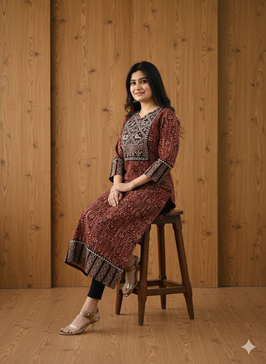 AJRAKH HAND BLOCK PRINTED KURTI -48PCS