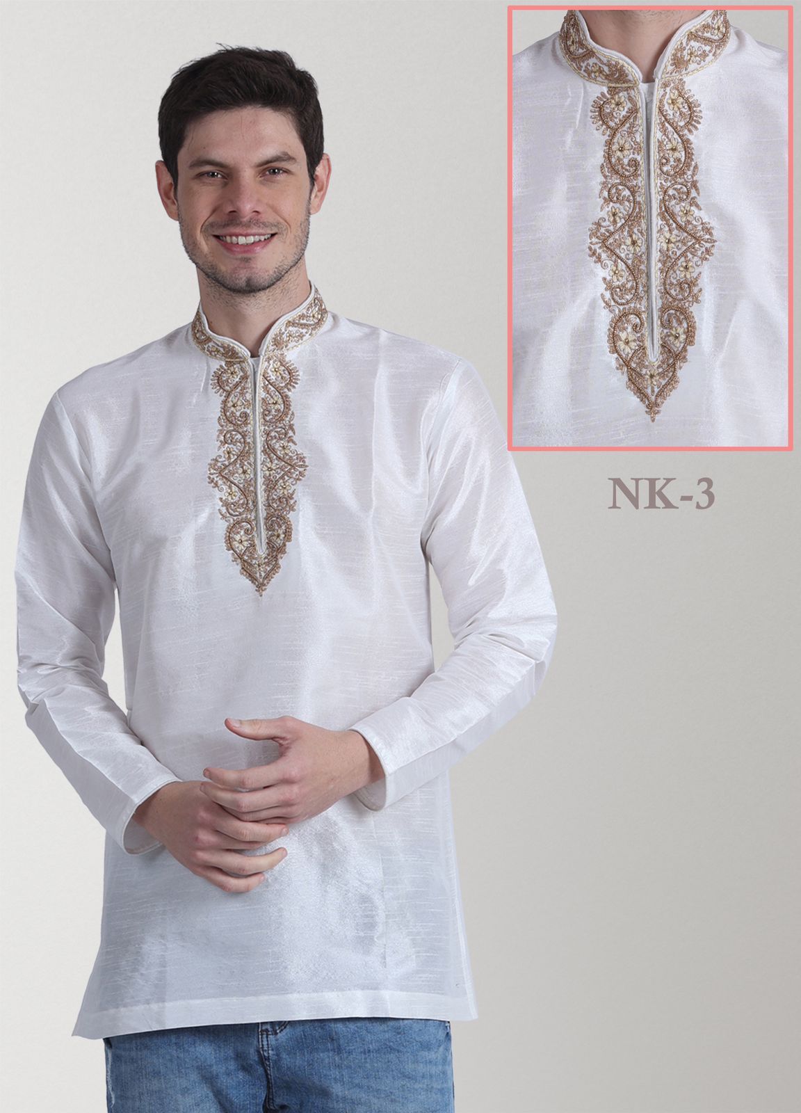 MENS ETHANIC EMBROIDERED KURTI -64 PCS