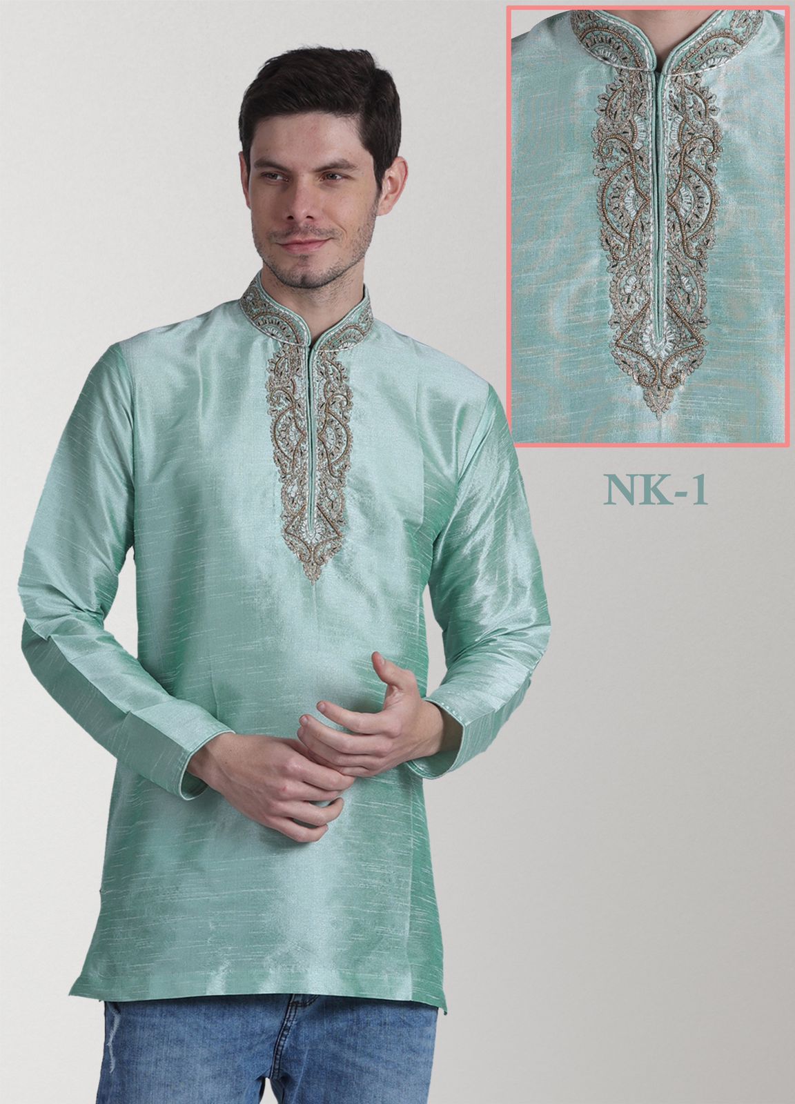 MENS ETHANIC EMBROIDERED KURTI -64 PCS