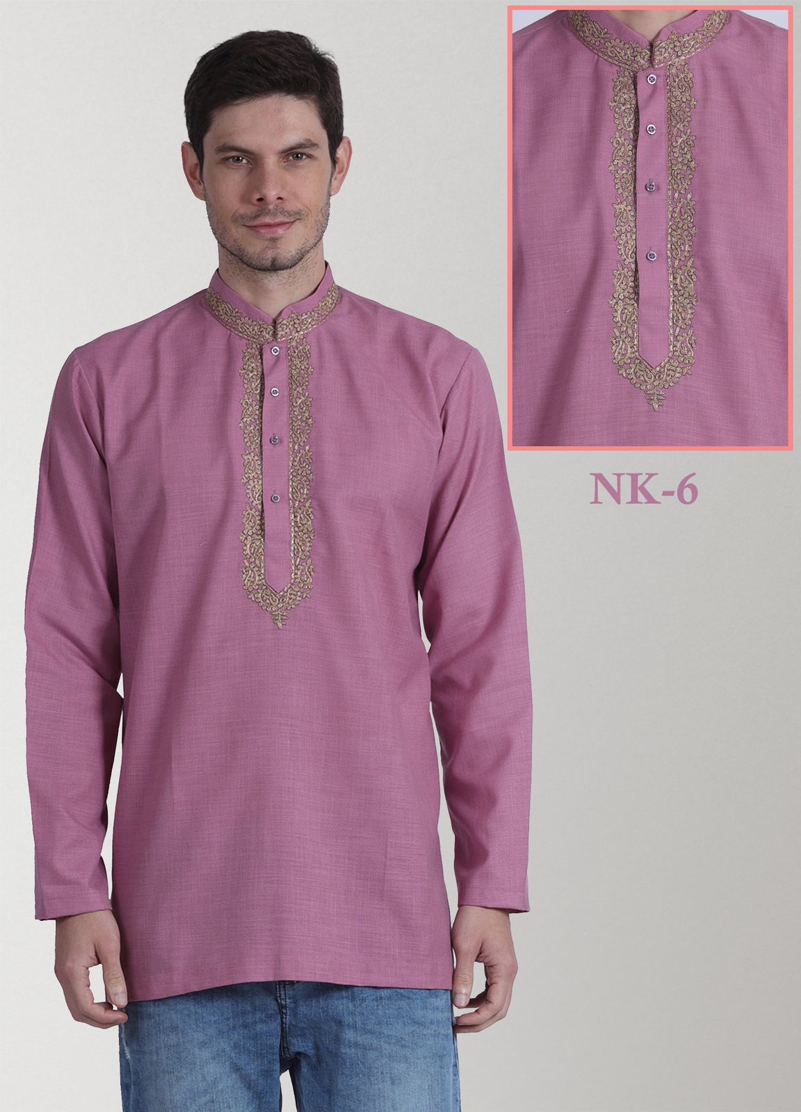 MENS ETHANIC EMBROIDERED KURTI -64 PCS