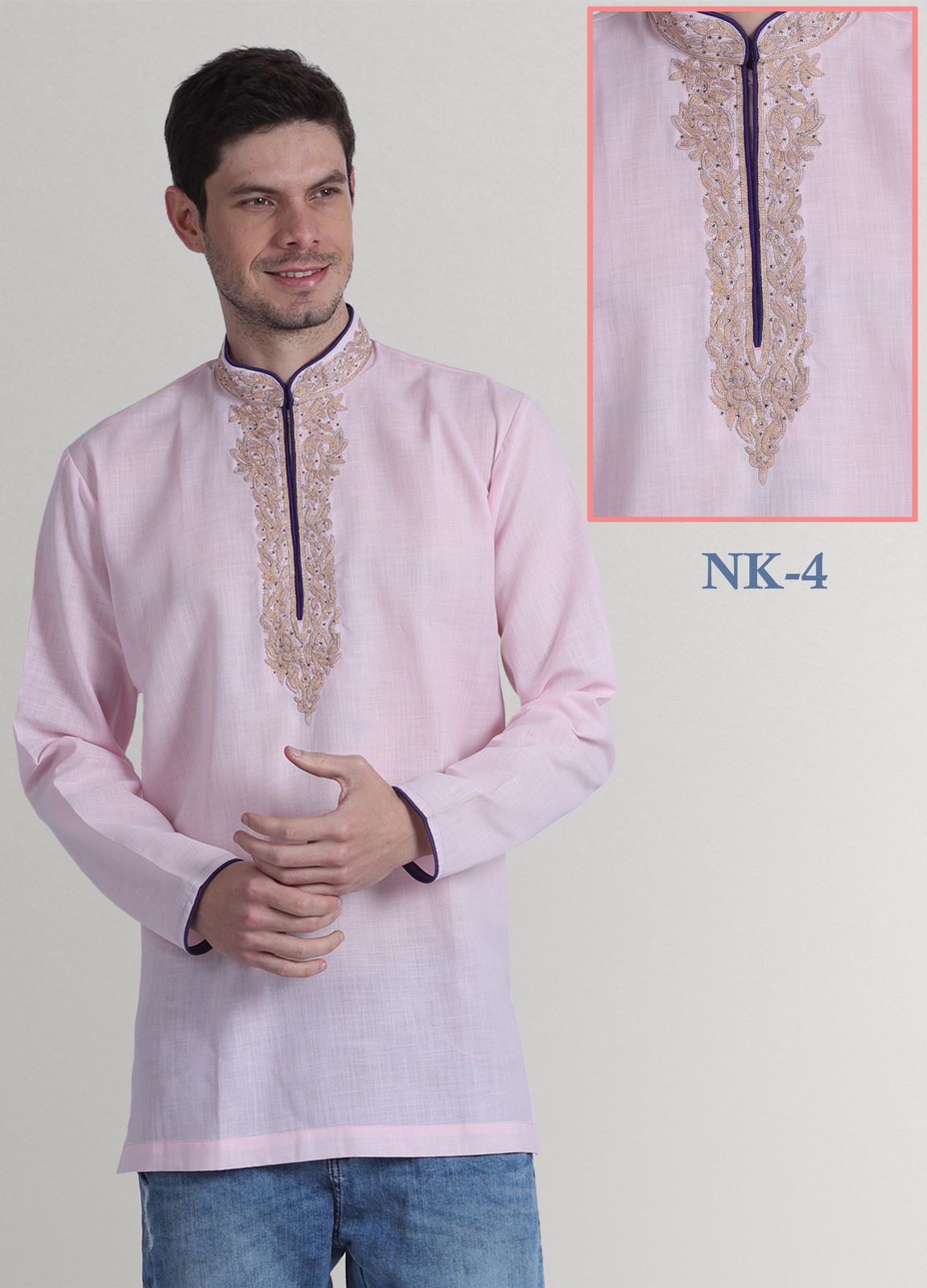 MENS ETHANIC EMBROIDERED KURTI -64 PCS