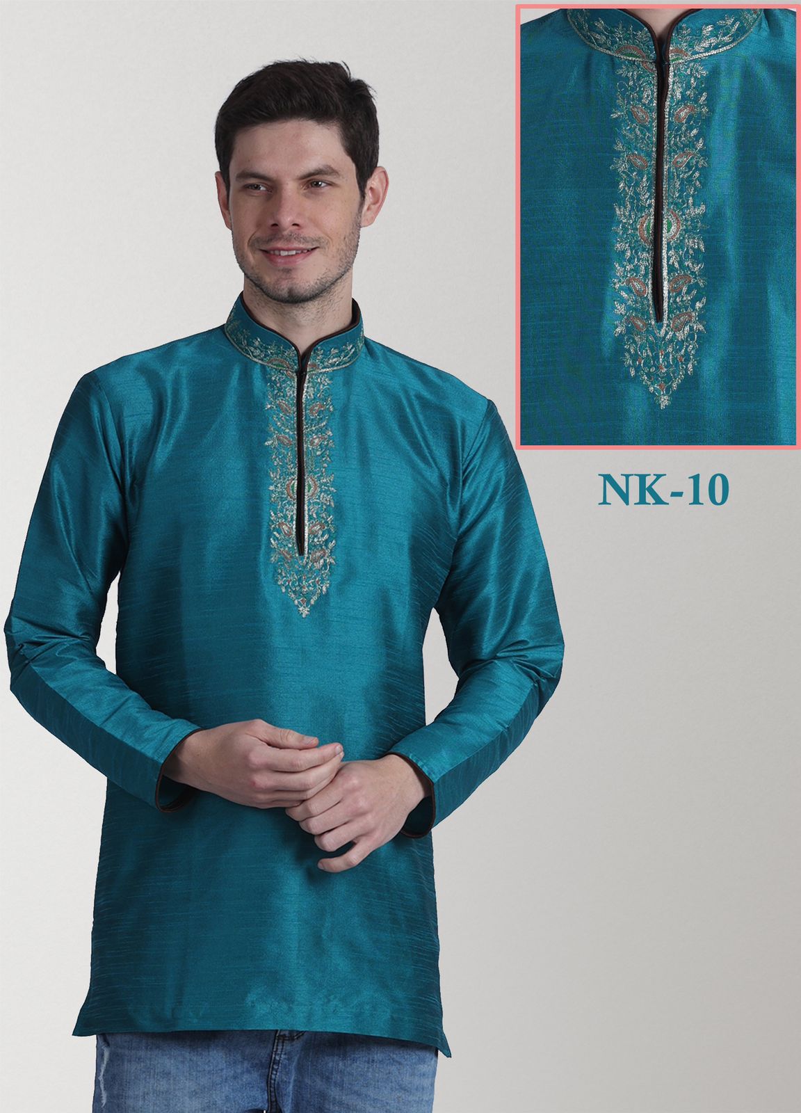 MENS ETHANIC EMBROIDERED KURTI -64 PCS