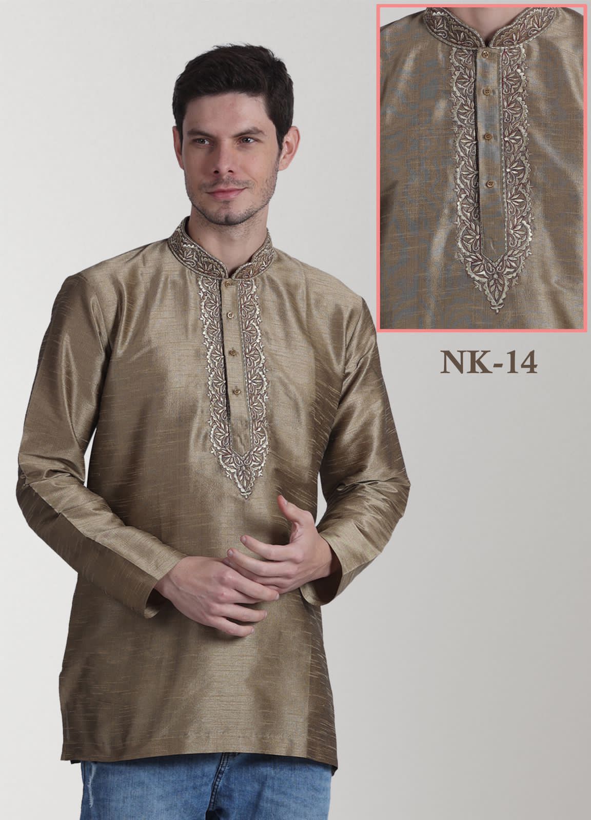 MENS ETHANIC EMBROIDERED KURTI -64 PCS